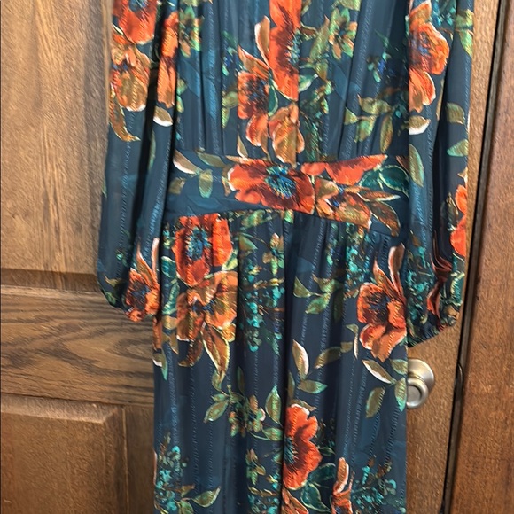 Not for sell! Sold in a trade! 
Floral Maxi Dress - Teal and Orange - Picture 4 of 7